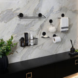 Toalheiro Duplo Banheiro Fixação por Adesivo Preto Fosco 45cm - Ela Decora