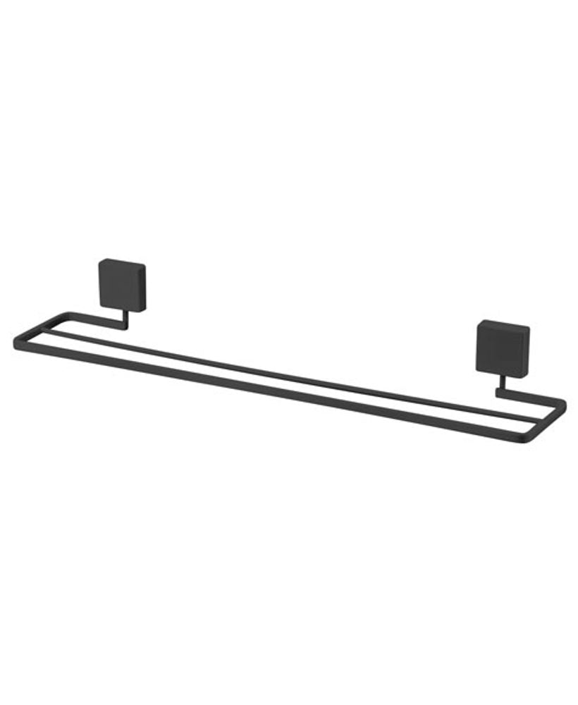 Toalheiro Duplo com Fixação Parafuso 45cm x 9,5 cm x 6 cm Preto Fosco - Ela Decora