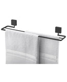 Toalheiro Duplo com Fixação Parafuso 45cm x 9,5 cm x 6 cm Preto Fosco - Ela Decora