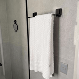Toalheiro Duplo Preto Fosco com Ventosas de Alta Aderência 45cm - Ela Decora