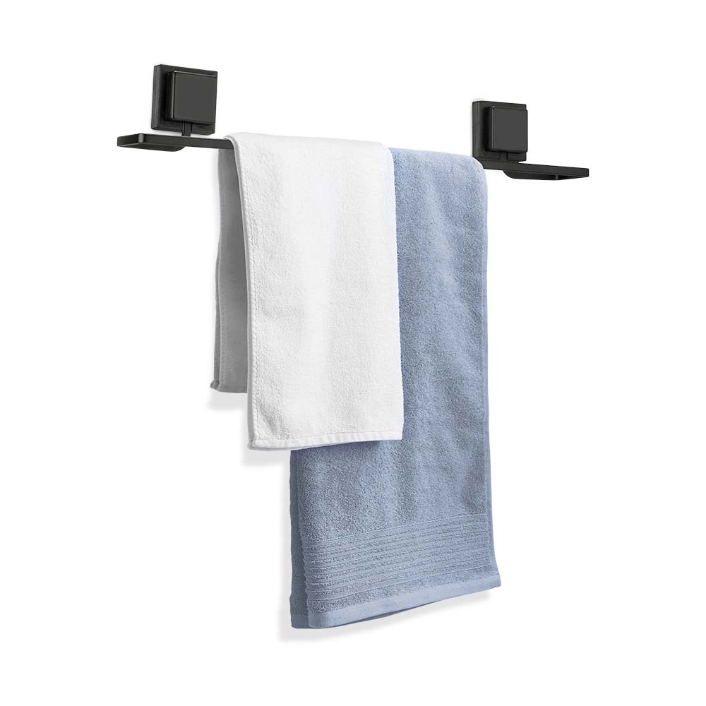 Toalheiro Porta Toalha de Banho de Piatina 3M Black Preto 50cm - Ela Decora
