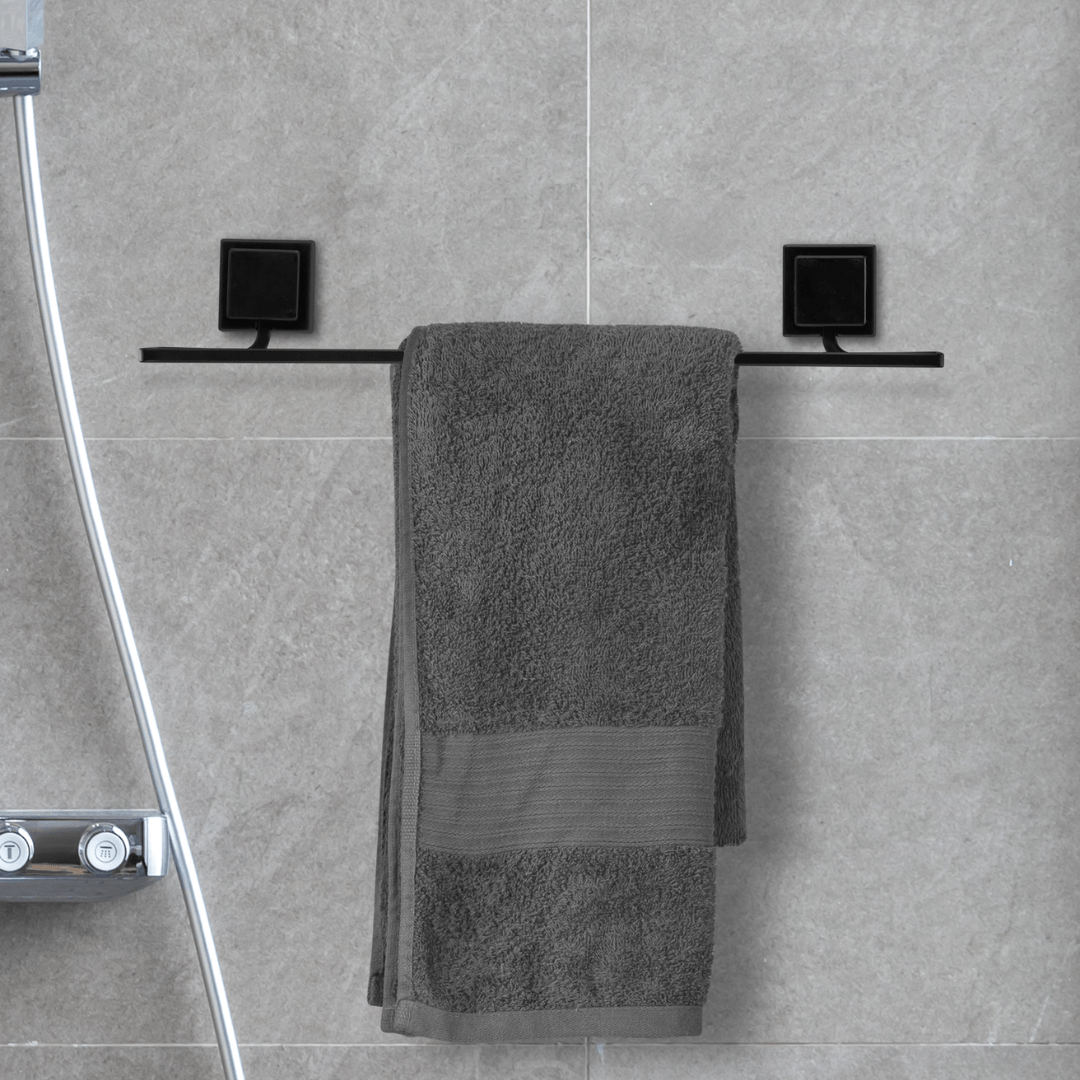 Toalheiro Porta Toalha de Banho de Piatina 3M Black Preto 50cm - Ela Decora