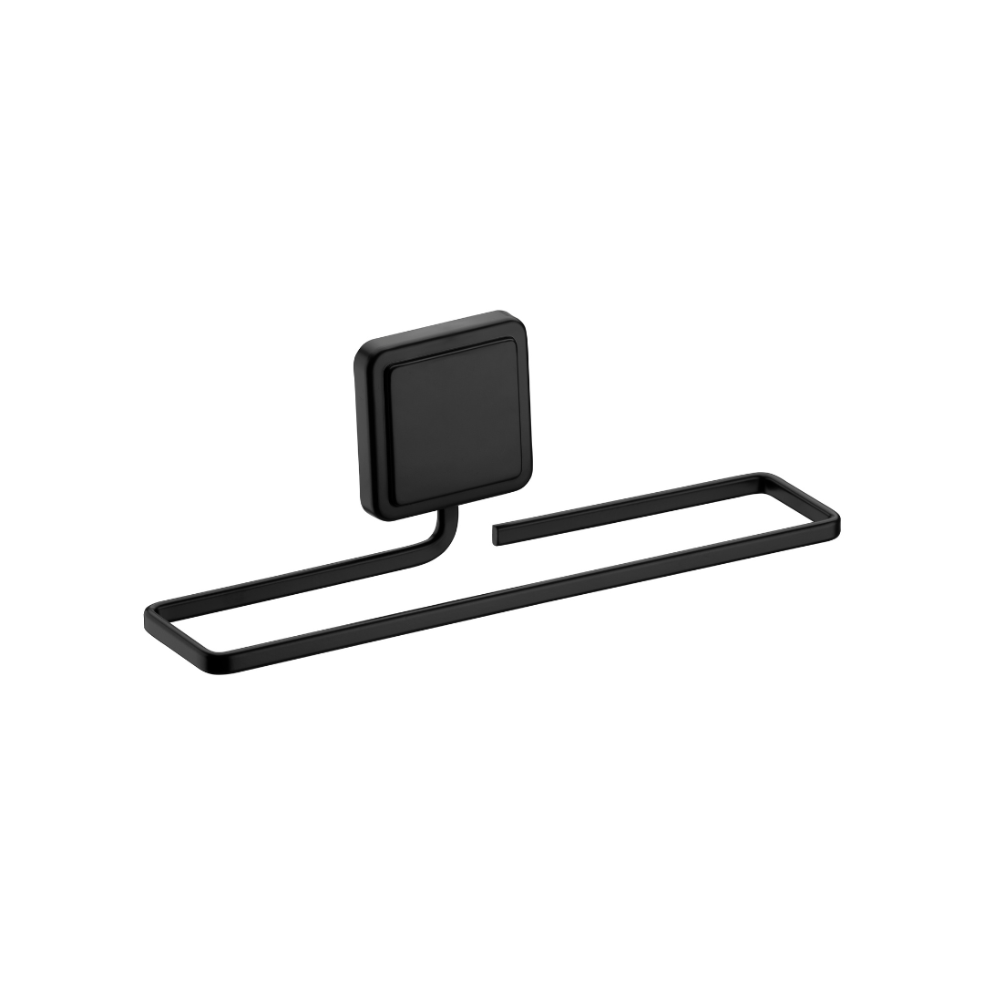 Toalheiro Porta Toalha de Lavabo Fixação por Adesivo Preto Fosco 25cm - Ela Decora