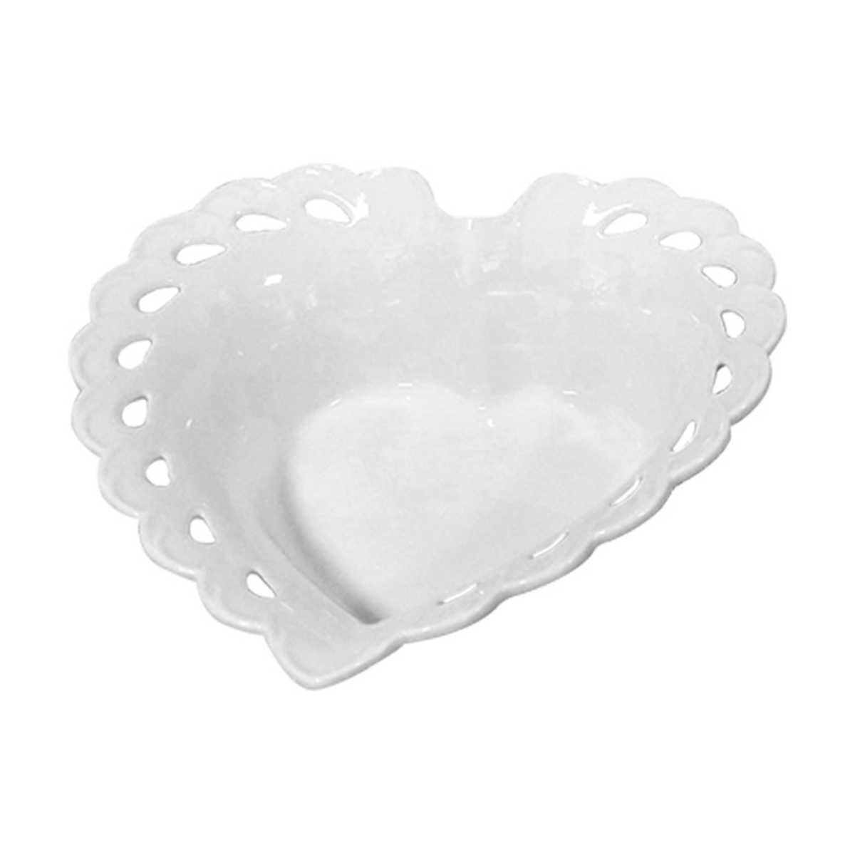 Travessa Bowl Coração em Porcelana Branca - 24,5 cm - Ela Decora