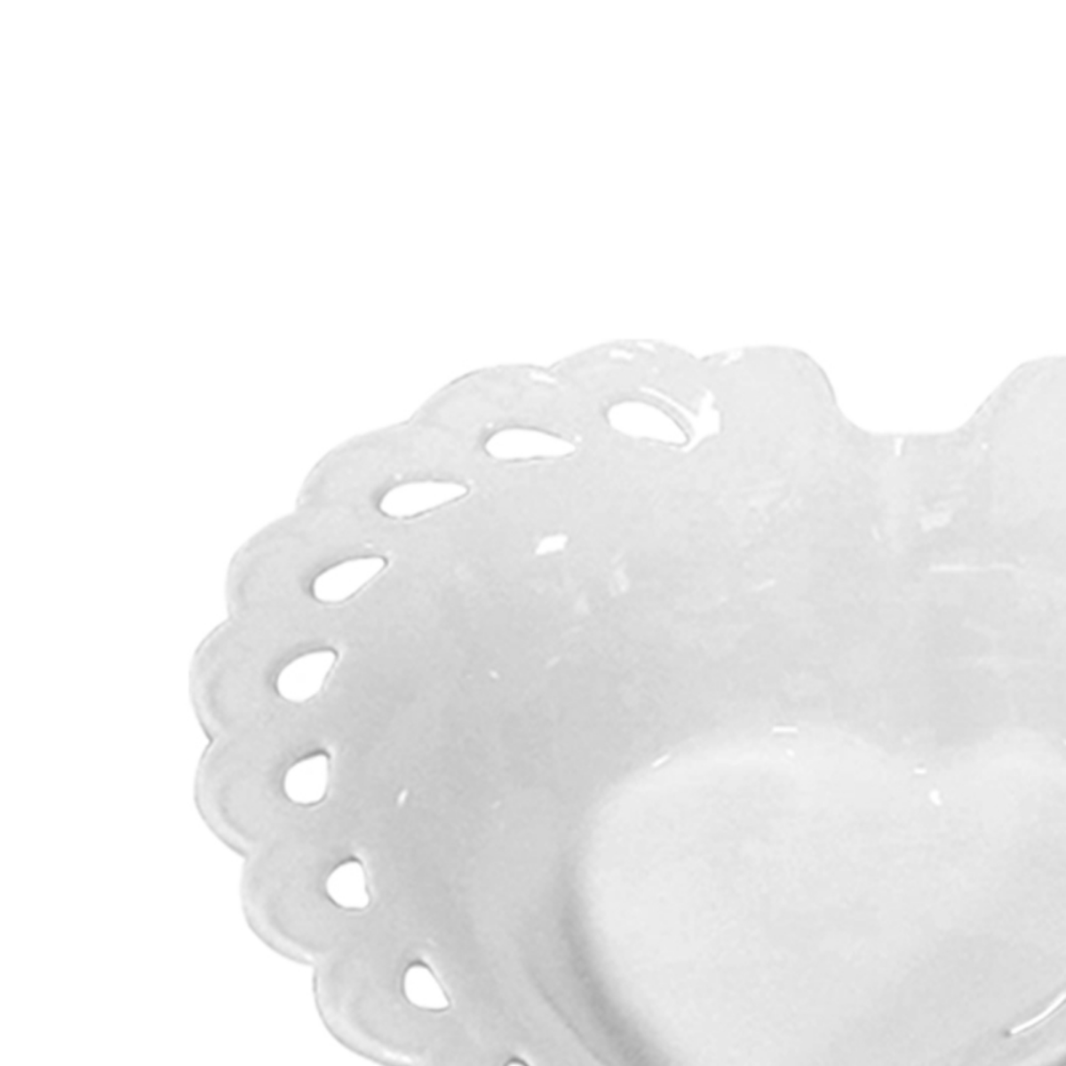 Travessa Bowl Coração em Porcelana Branca - 24,5 cm - Ela Decora