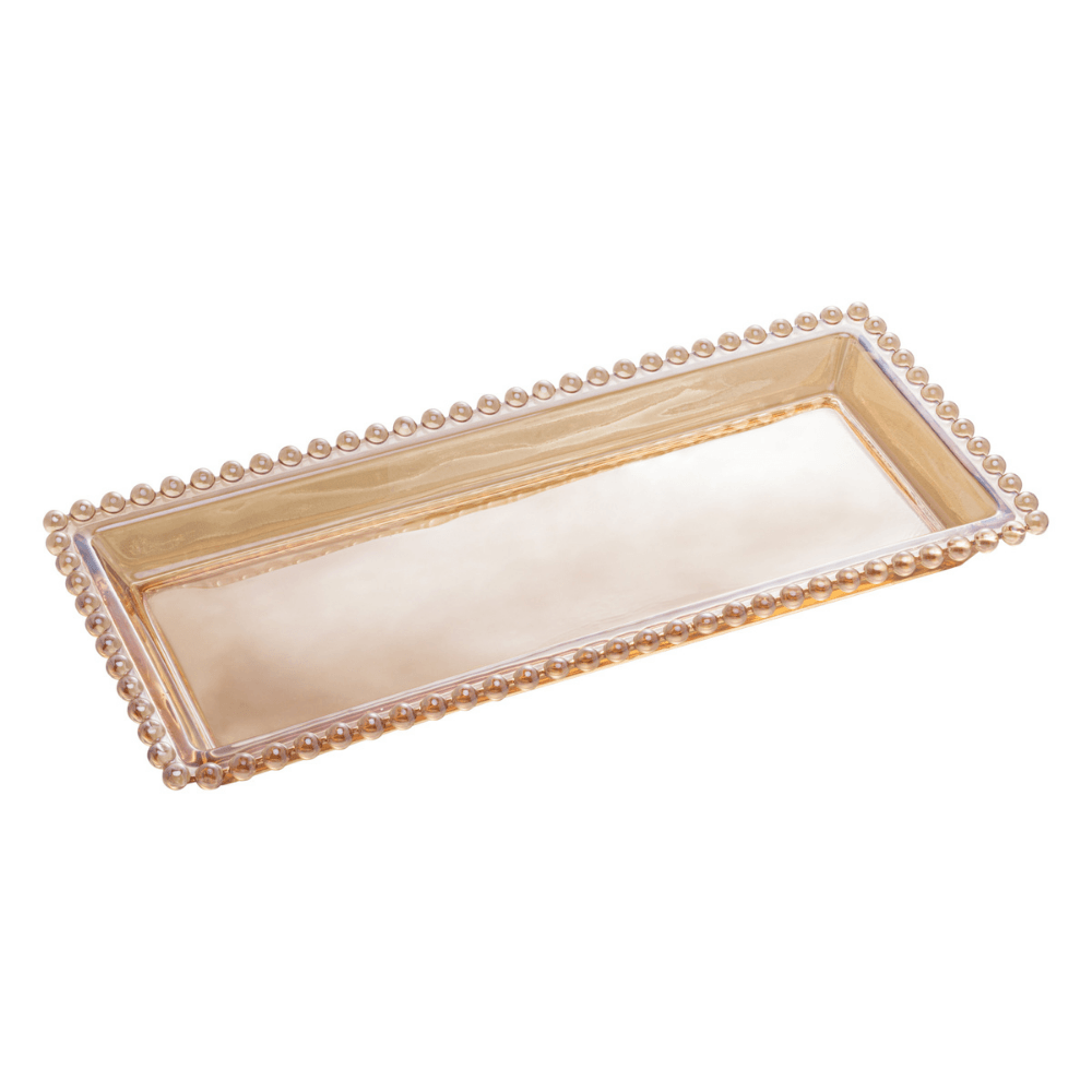 Travessa de Cristal de Chumbo Pearl Âmbar - 30 cm - Ela Decora