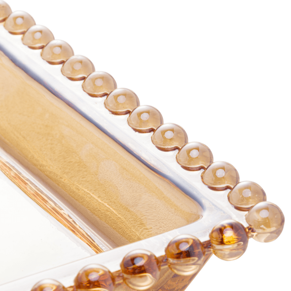 Travessa de Cristal de Chumbo Pearl Âmbar - 30 cm - Ela Decora
