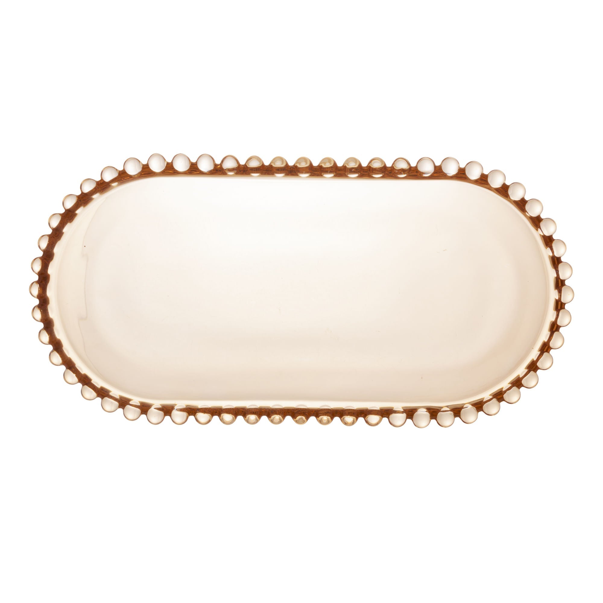 Travessa de Cristal Oval Pearl Âmbar 24cm - Ela Decora