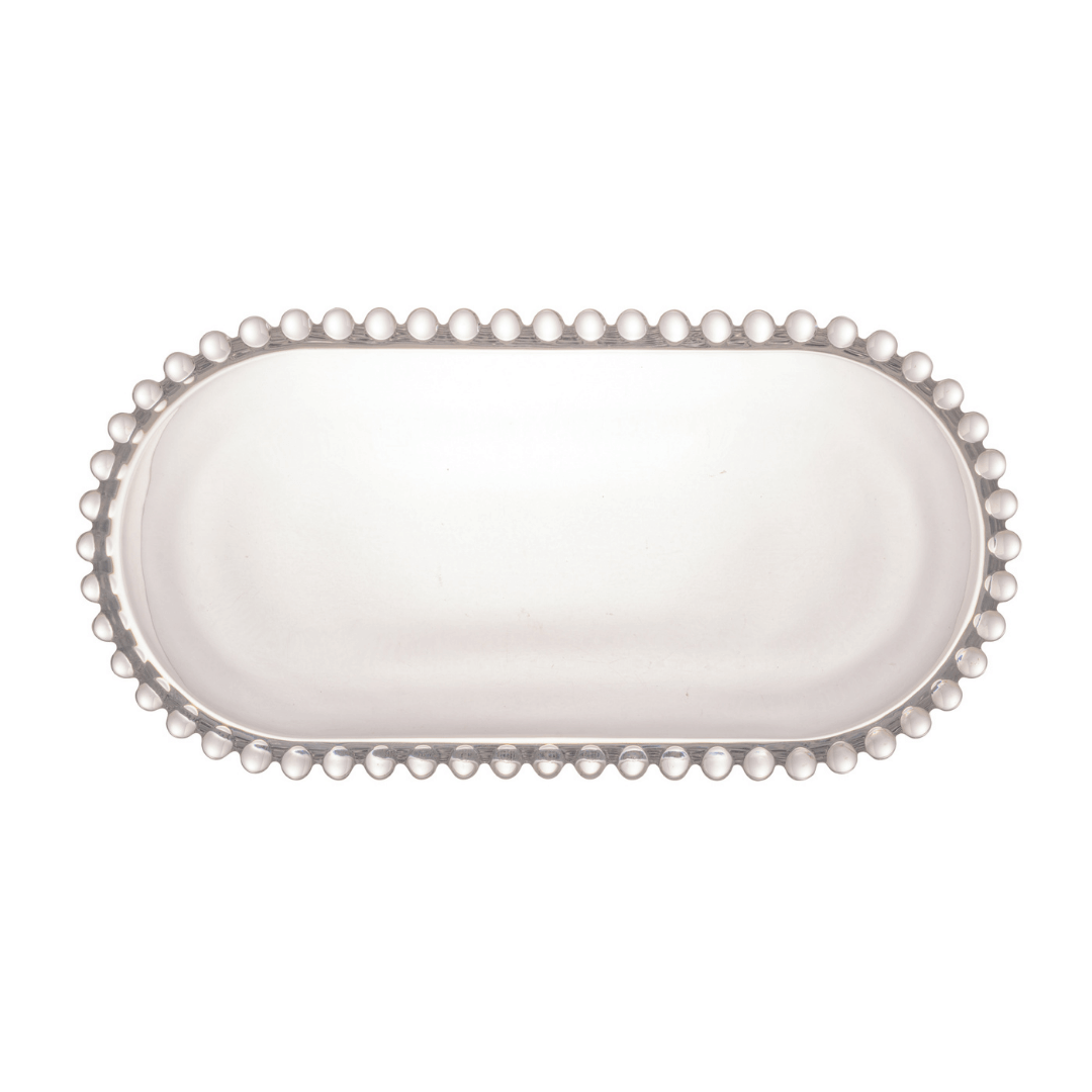 Travessa em Cristal de Chumbo Oval Pearl 24cm - Ela Decora