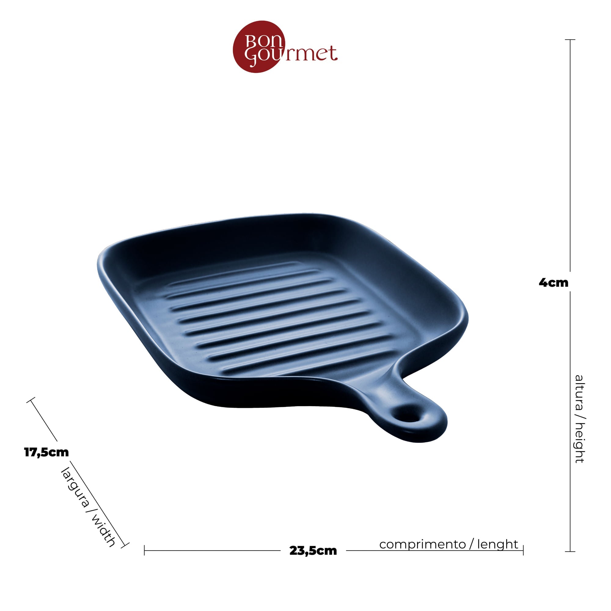 Travessa Frigideira Porcelana Nordica Azul Marinho Matt - 24 cm - Ela Decora