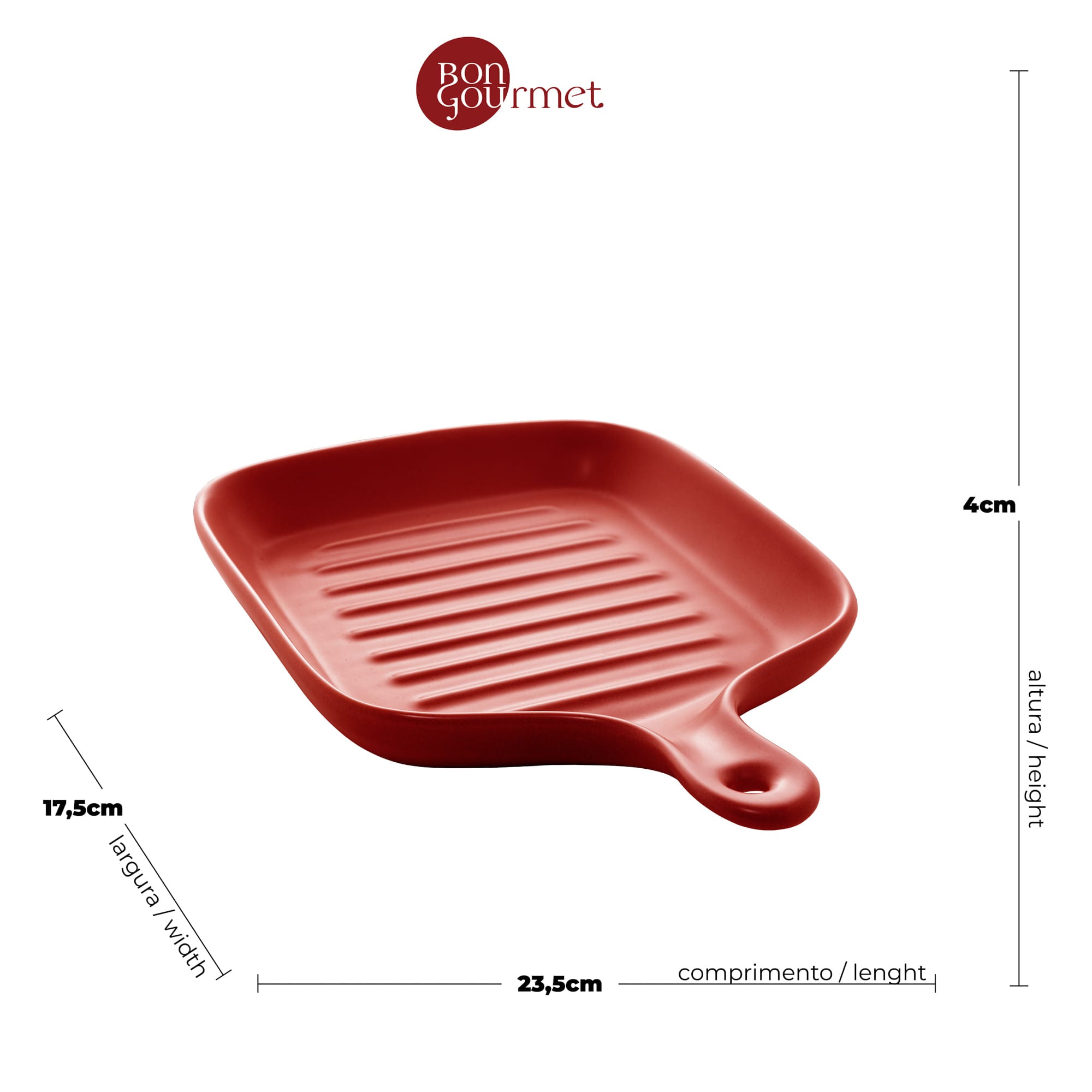 Travessa Frigideira Porcelana Nordica Vermelho Matt - 24 cm - Ela Decora