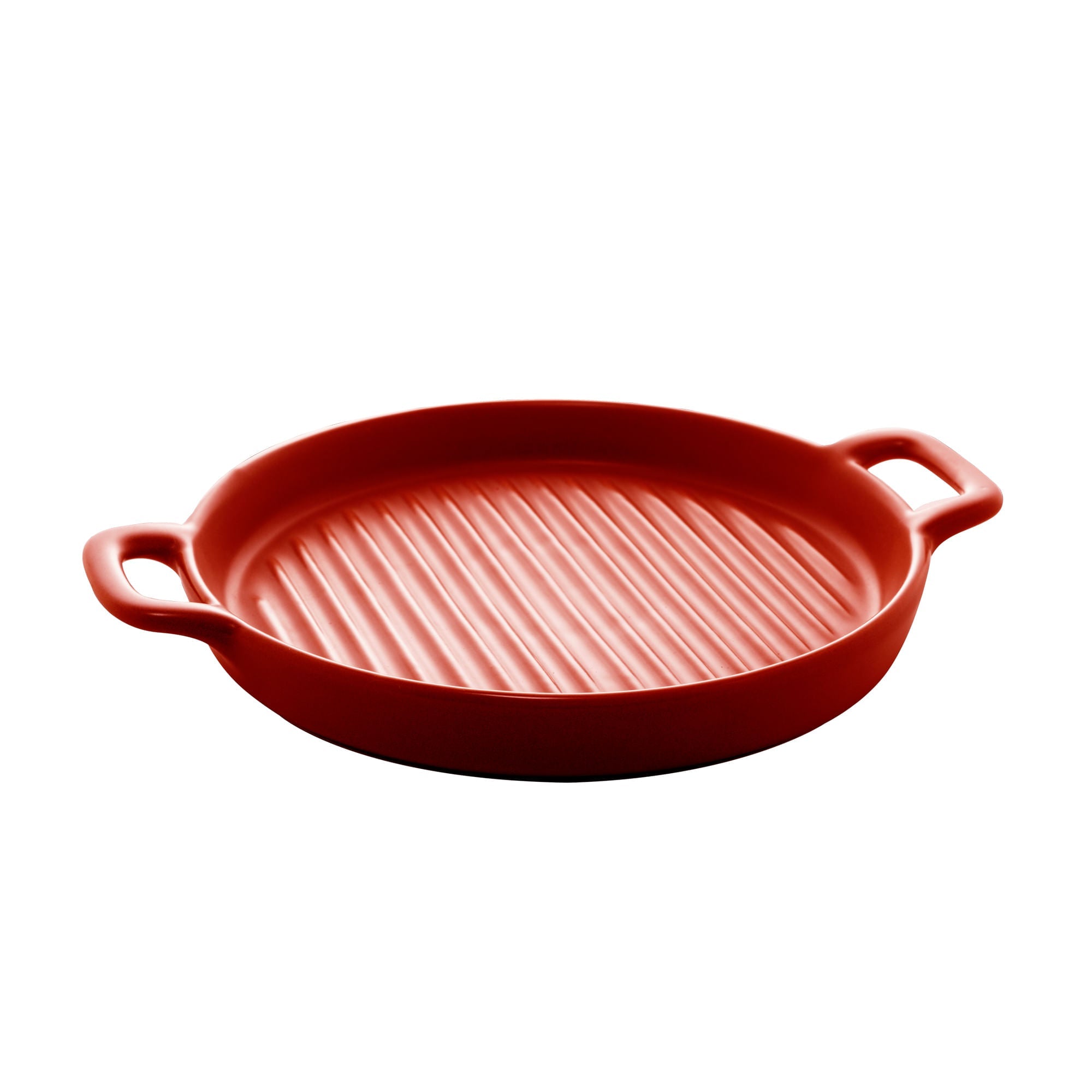 Travessa Grill Redonda Porcelana Nordica Vermelho Matt - 24 cm - Ela Decora