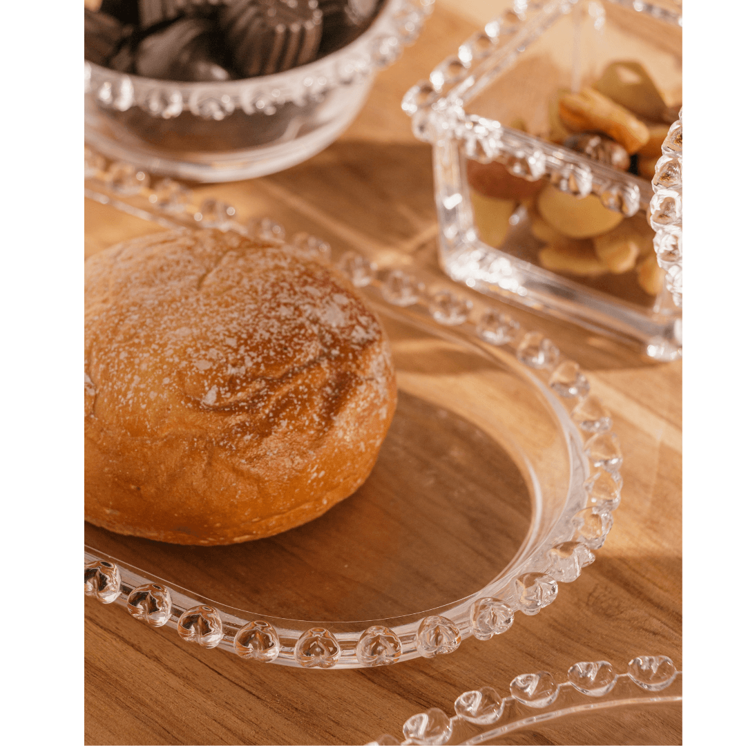 Travessa Oval Cristal de Chumbo Coração 25cm - Ela Decora