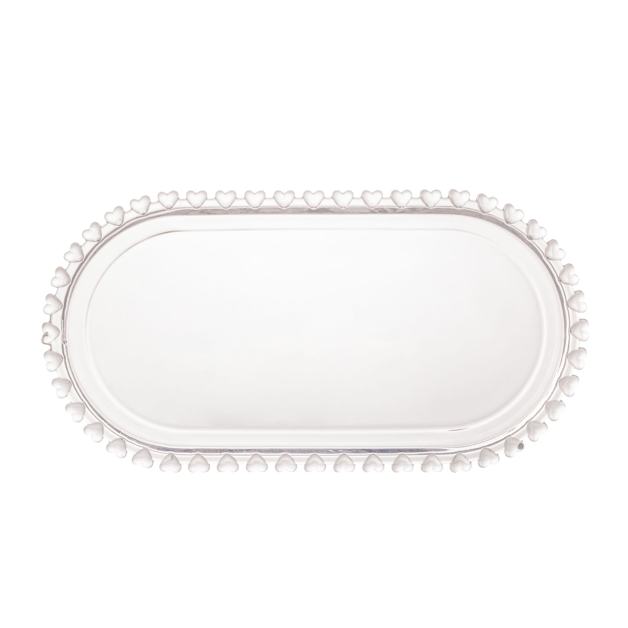 Travessa Oval Cristal de Chumbo Coração 25cm - Ela Decora