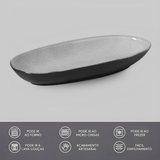 Travessa Oval Funda Orgânica Dust Cinza 32cm - Ela Decora