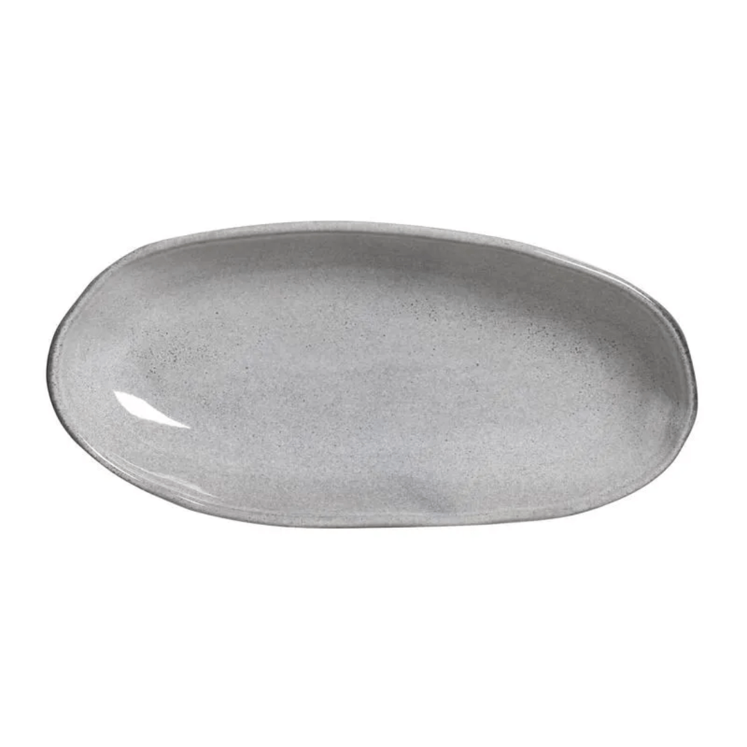 Travessa Oval Funda Orgânica Dust Cinza 32cm - Ela Decora