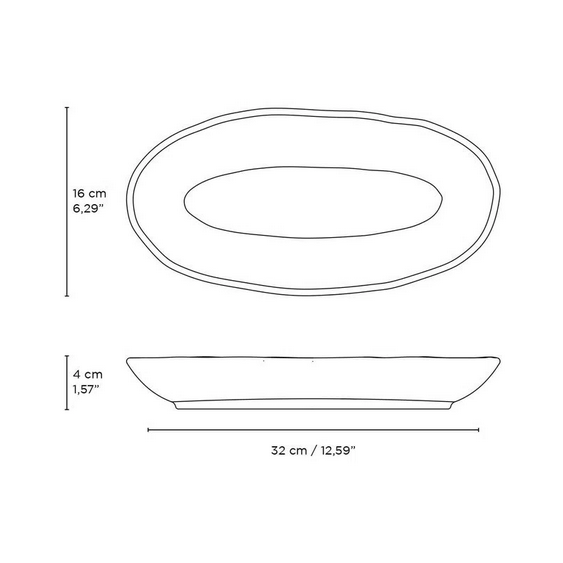 Travessa Oval Funda Orgânica Latte Off White 32cm - Ela Decora