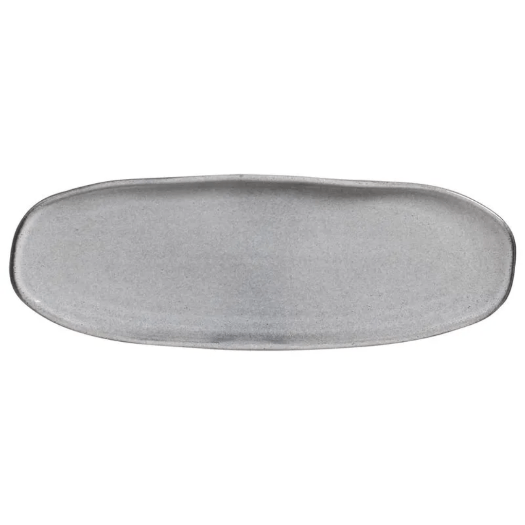 Travessa Oval Rasa Orgânica Dust Cinza 36cm - Ela Decora
