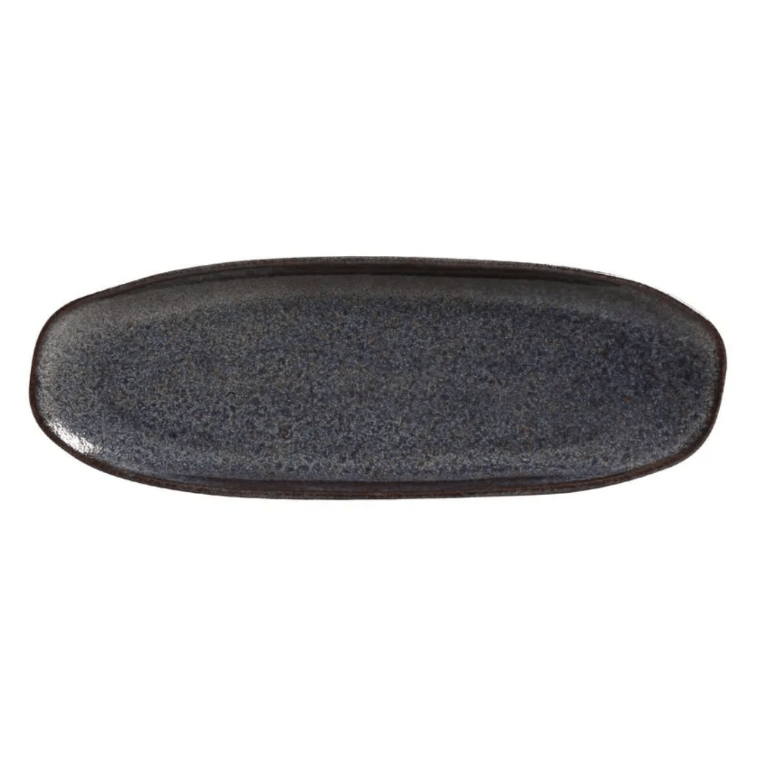 Travessa Oval Rasa Orgânico Titanium Preta 36cm - Ela Decora