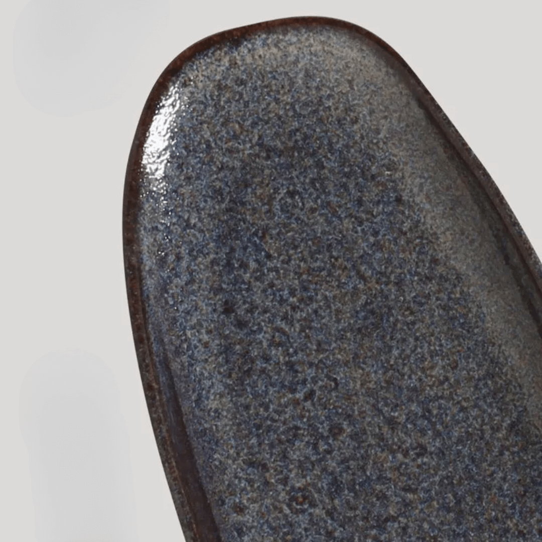 Travessa Oval Rasa Orgânico Titanium Preta 36cm - Ela Decora