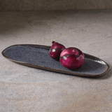 Travessa Oval Rasa Orgânico Titanium Preta 36cm - Ela Decora