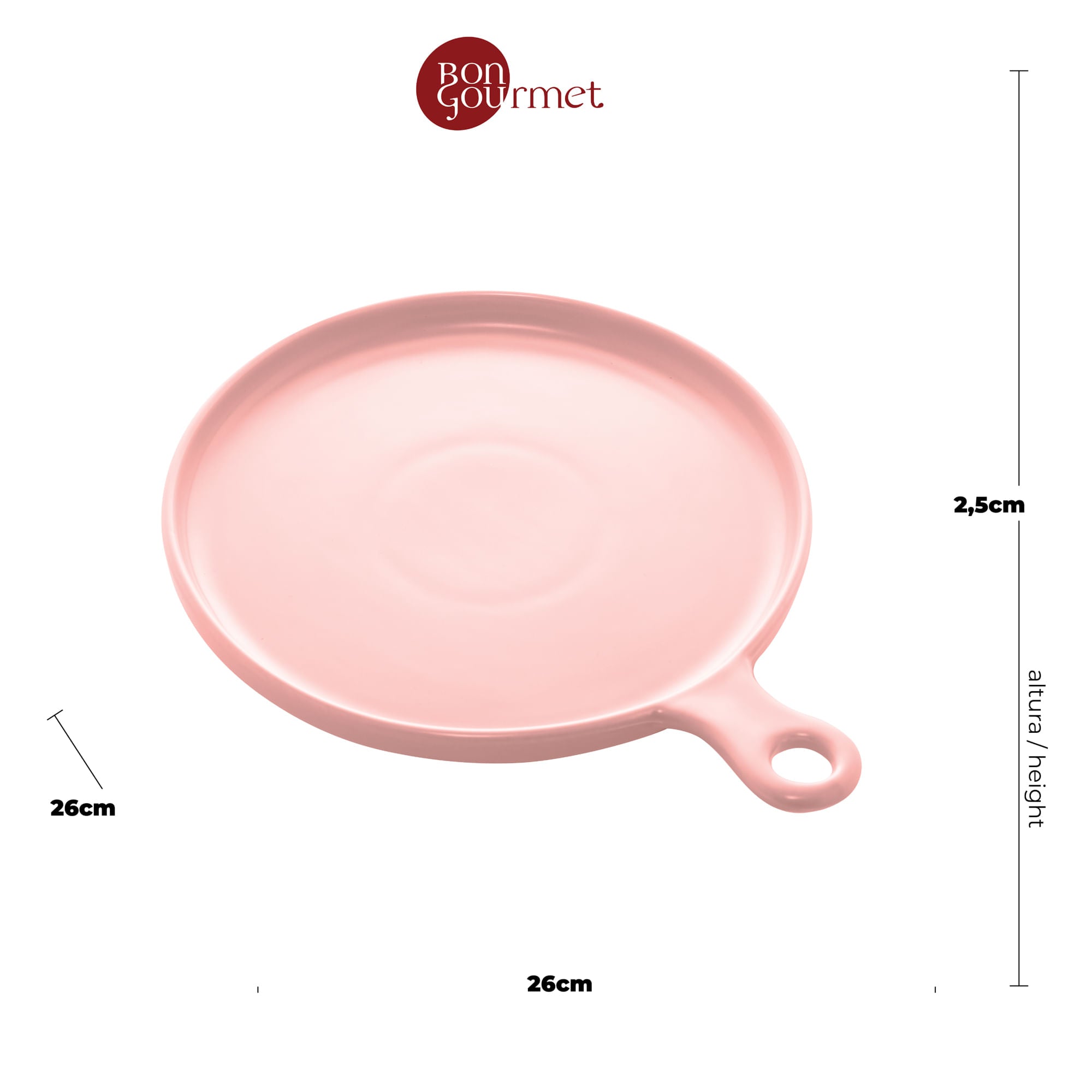 Travessa Panelinha Redonda Porcelana Nordica Rosa Matt - 26 cm - Ela Decora