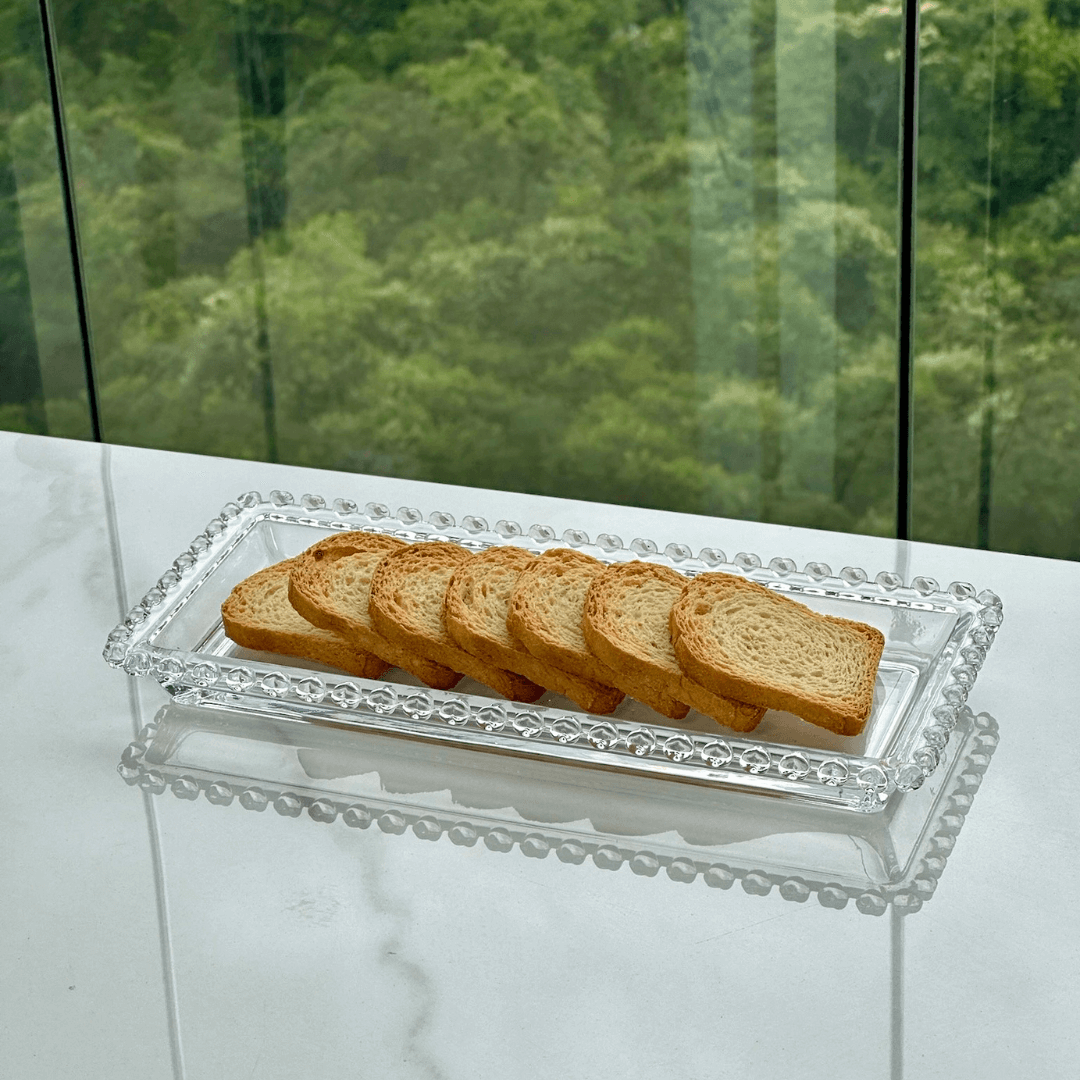 Travessa Retangular Cristal de Chumbo Coração 30cm - Ela Decora