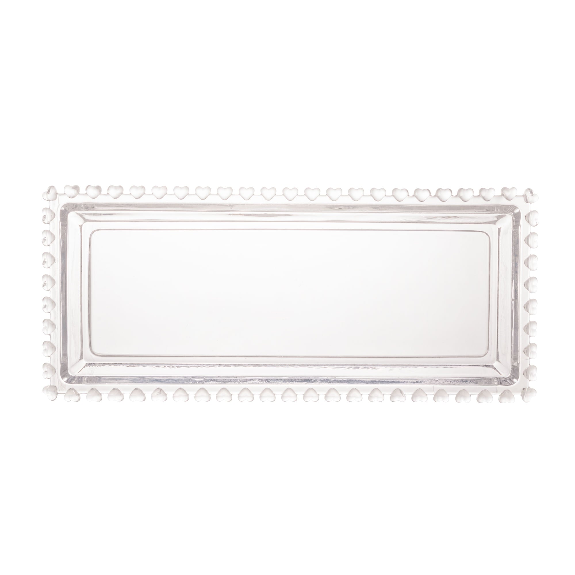 Travessa Retangular Cristal de Chumbo Coração 30cm - Ela Decora