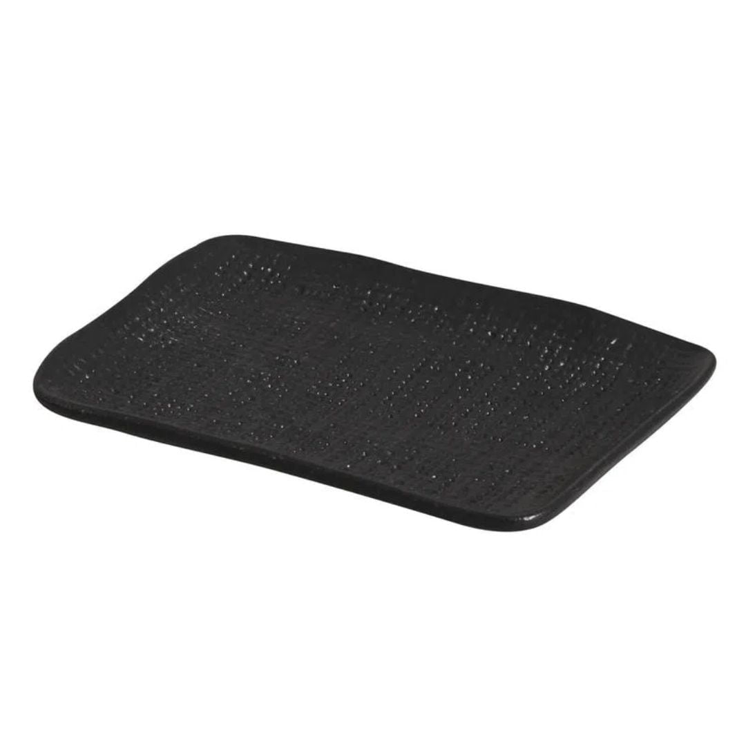 Travessa Retangular Juta Matte Preto 18xm - Ela Decora