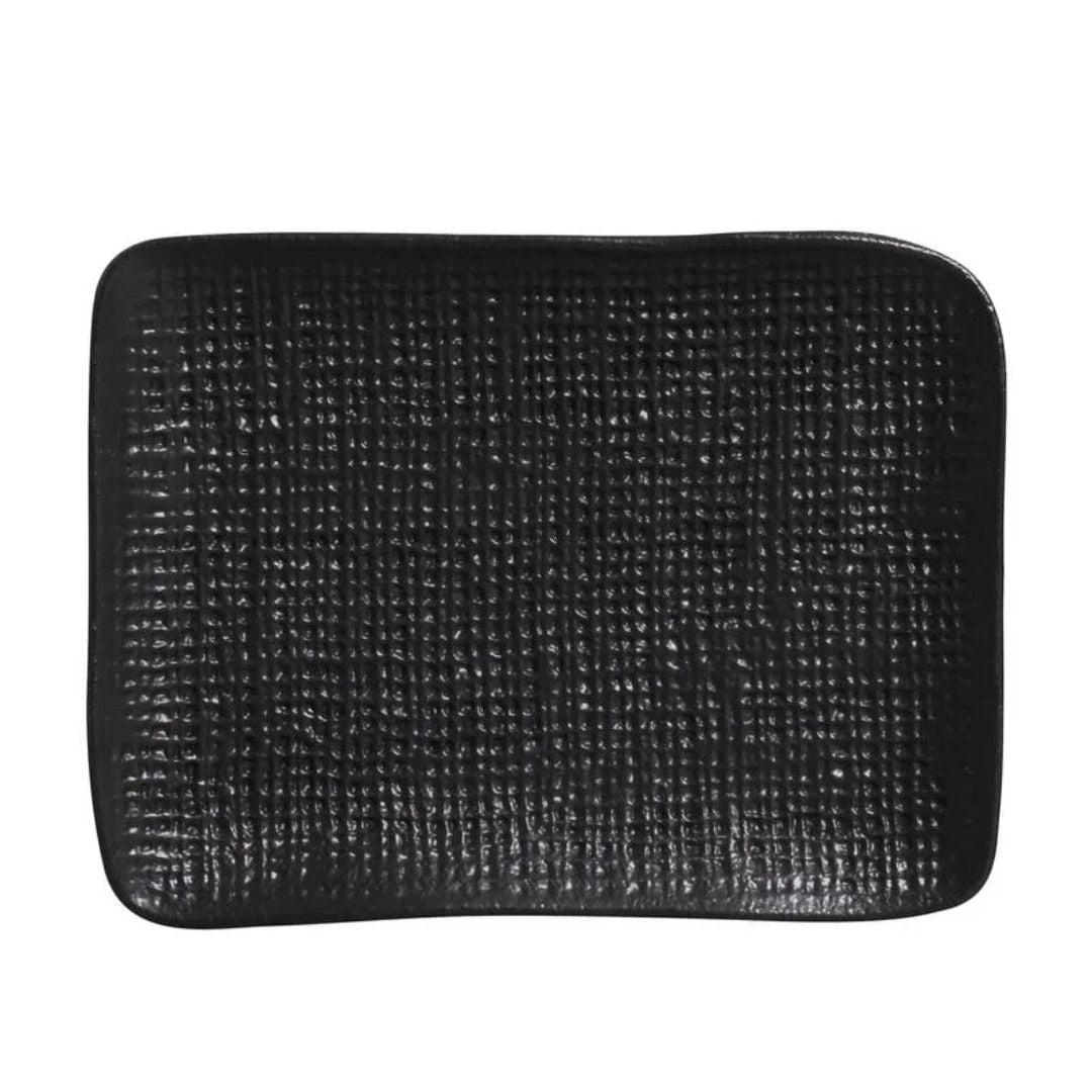 Travessa Retangular Juta Matte Preto 18xm - Ela Decora