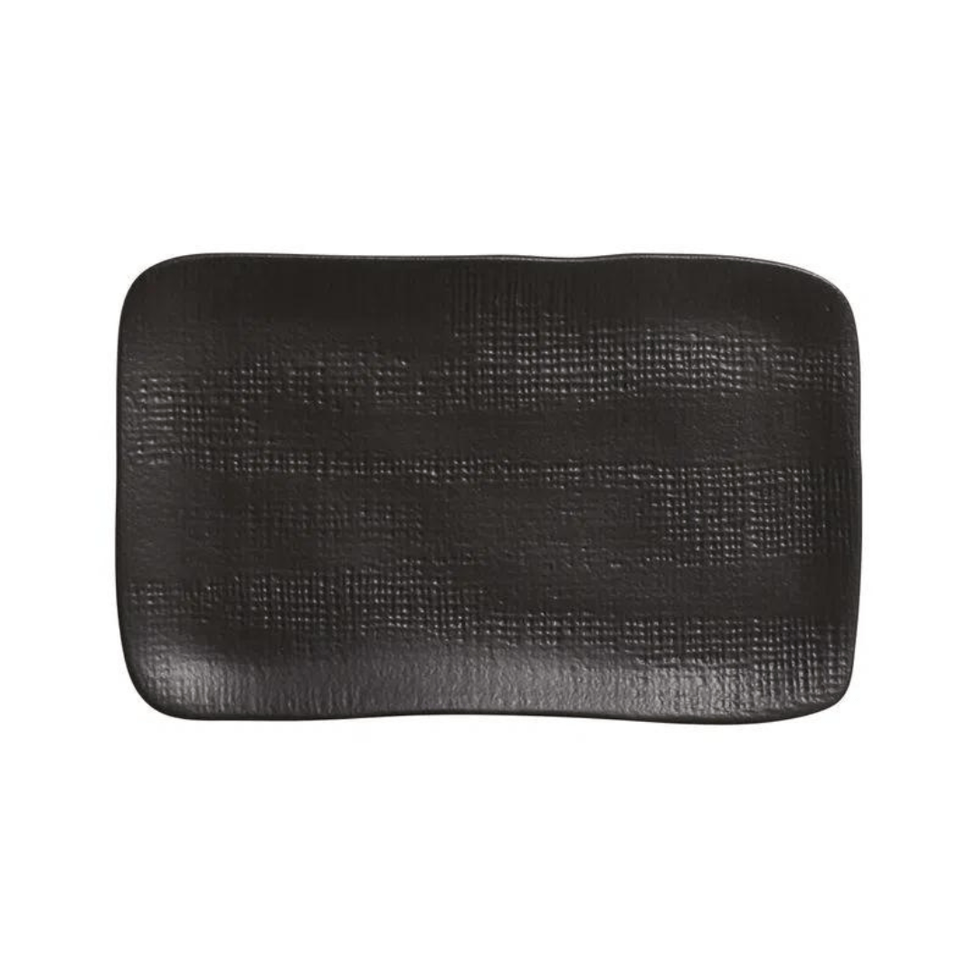 Travessa Retangular Juta Matte Preto 27cm - Ela Decora