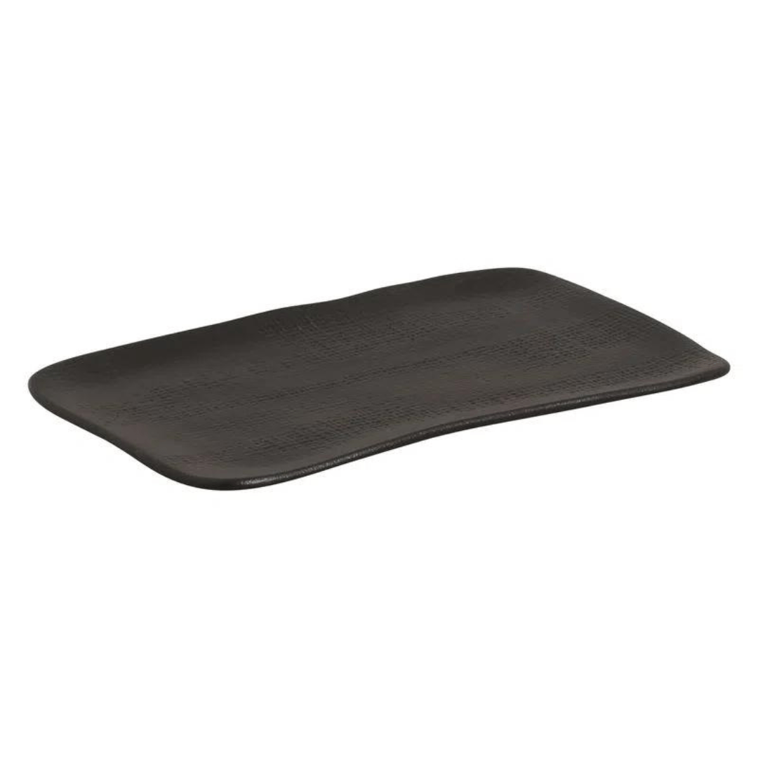 Travessa Retangular Juta Matte Preto 27cm - Ela Decora