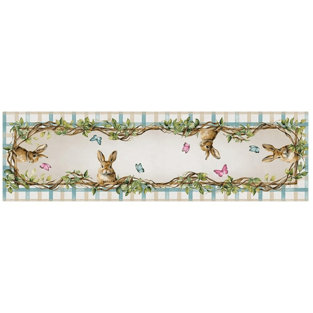 Trilho de Mesa Coelho Xadrez Páscoa 1,41M x 43cm - Ela Decora