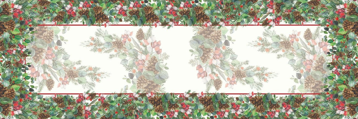 Trilho de Mesa Estampado Natal Arbusto 46cm x 1,43cm - Ela Decora