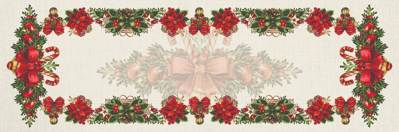 Trilho de Mesa Estampado Natal Green Red Verde Vermelho 46cm x 1,43cm - Ela Decora