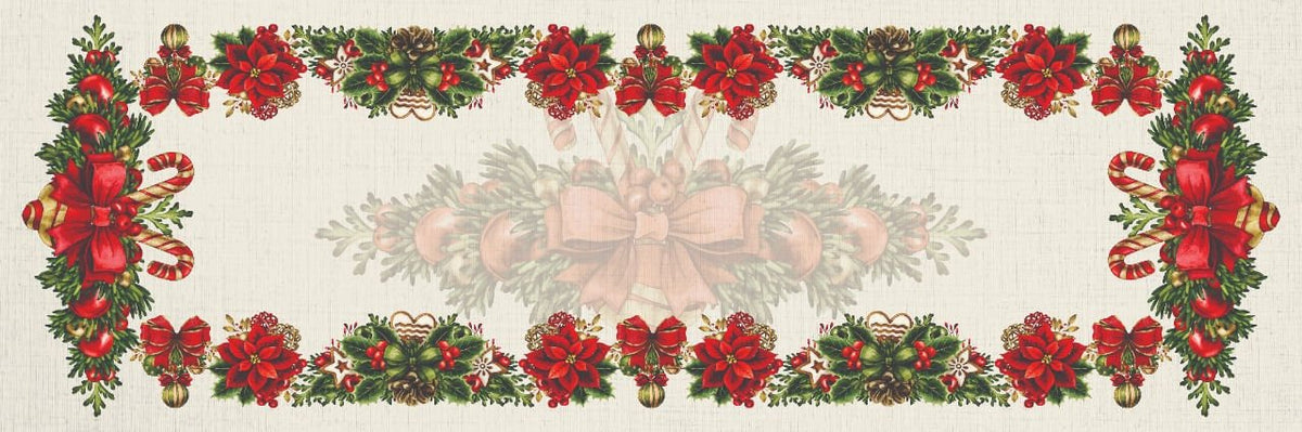 Trilho de Mesa Estampado Natal Green Red Verde Vermelho 46cm x 1,43cm - Ela Decora