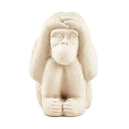 Trio da Sabedoria Macacos em Cimento Branco - Ela Decora