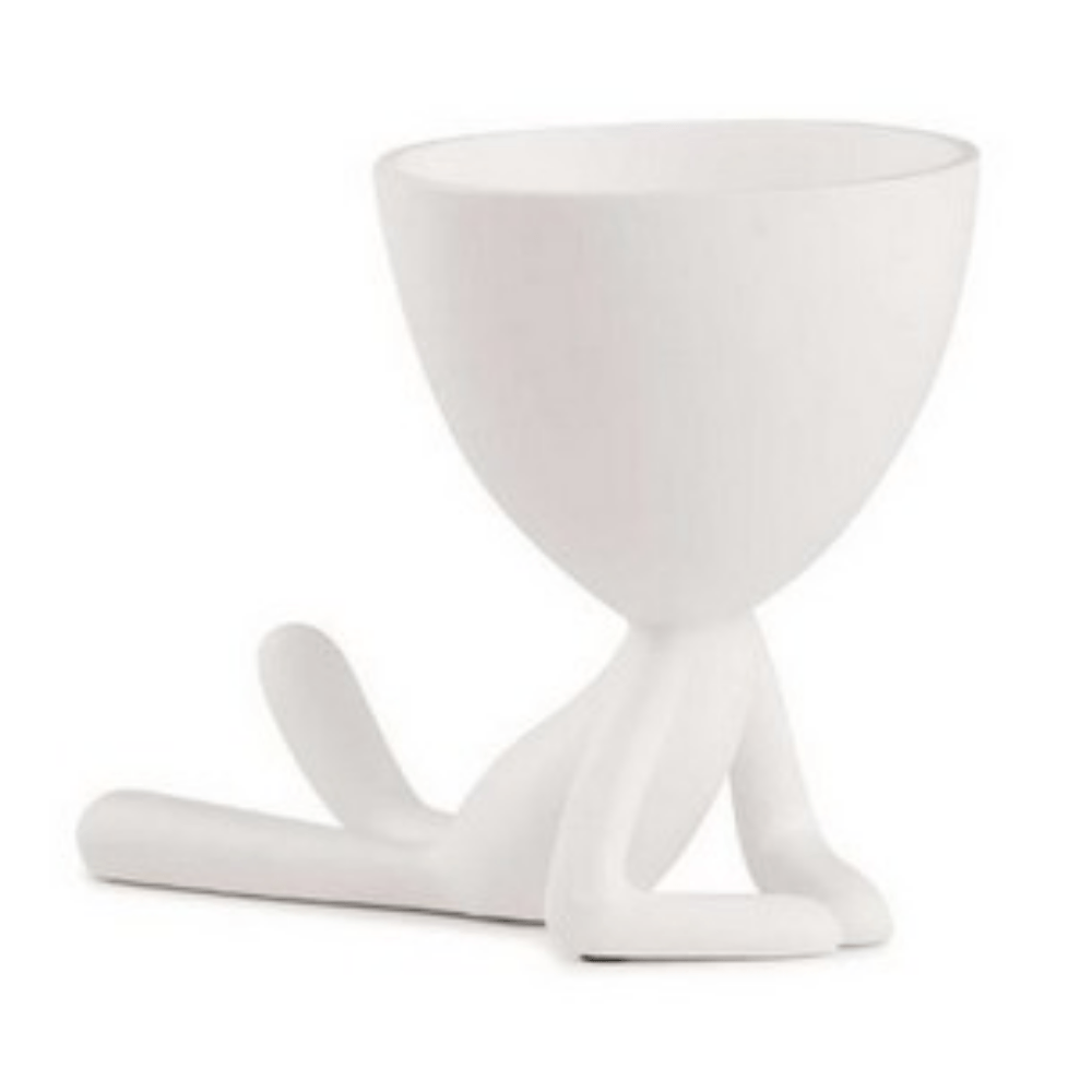 Vaso Cachepot Bob Deitado de Frente em Poliresina Branco - Ela Decora