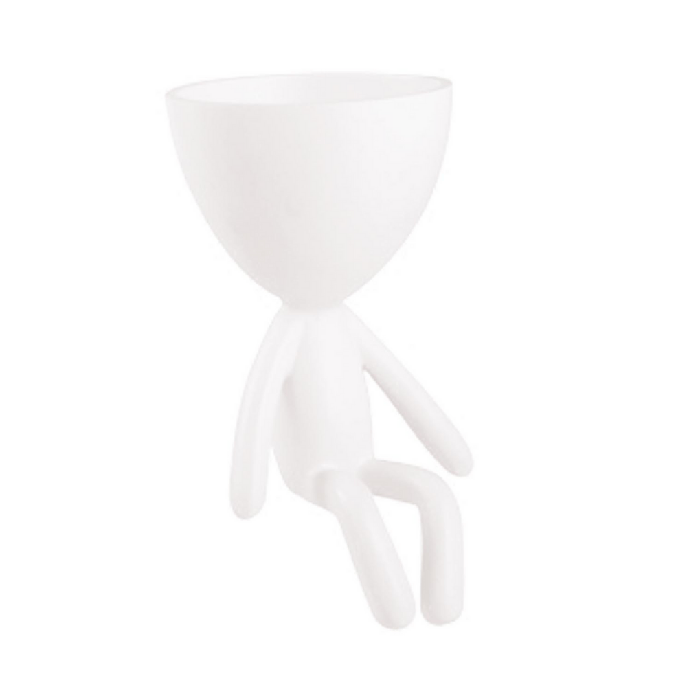 Vaso Cachepot Bob Sentado De Frente Em Poliresina Branco - Ela Decora