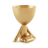Vaso Cachepot Bob Sentado de Lado em Poliresina Dourado - Ela Decora