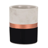 Vaso Cachepot Decorativo Preto e Rose Gold em Cimento (M) - 11 cm - Ela Decora