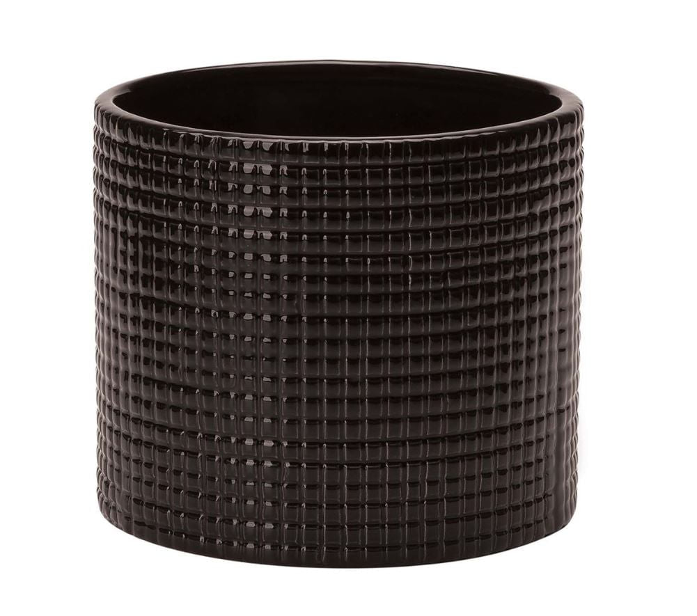 Vaso Cachepot em Cerâmica Preto 19cm x 16cm - Ela Decora