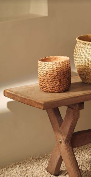 Vaso Cachepot em Cimento Estilo Cordas Claro 21 cm - Ela Decora