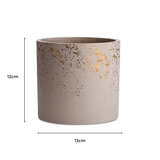 Vaso Cachepot em Cimento Nude e Dourado 13cm P - Ela Decora