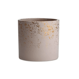 Vaso Cachepot em Cimento Nude e Dourado 13cm P - Ela Decora