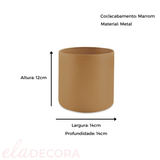 Vaso Cachepot em Metal Marrom 14cm - Ela Decora