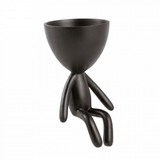 Vaso Cachepot em Poliresina Bob Sentado Preto - Ela Decora