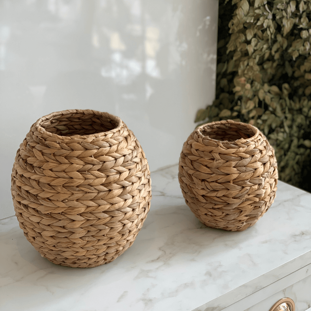 Vaso Cachepot Fibra Natural 21 cm - Ela Decora