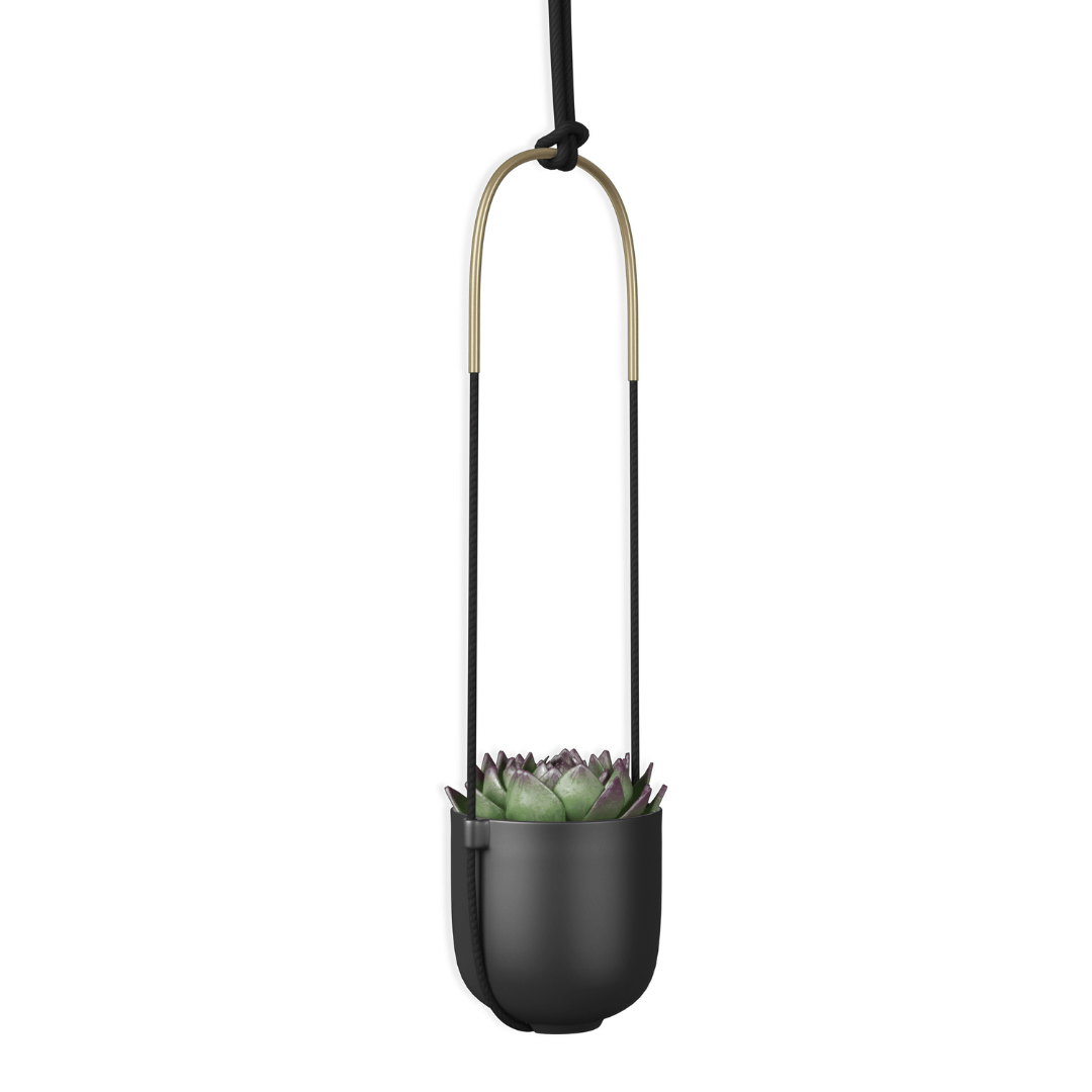 Vaso Cachepot Suspenso Preto - Ela Decora