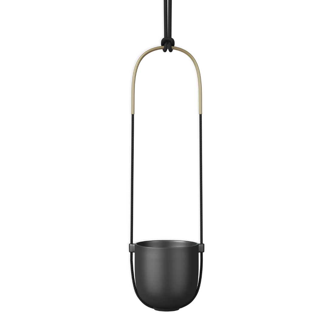 Vaso Cachepot Suspenso Preto - Ela Decora